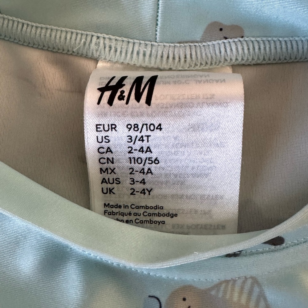 H&M Toddler Swim Rashguard Set Light Blue Size 3-4T - Picture 3 of 7